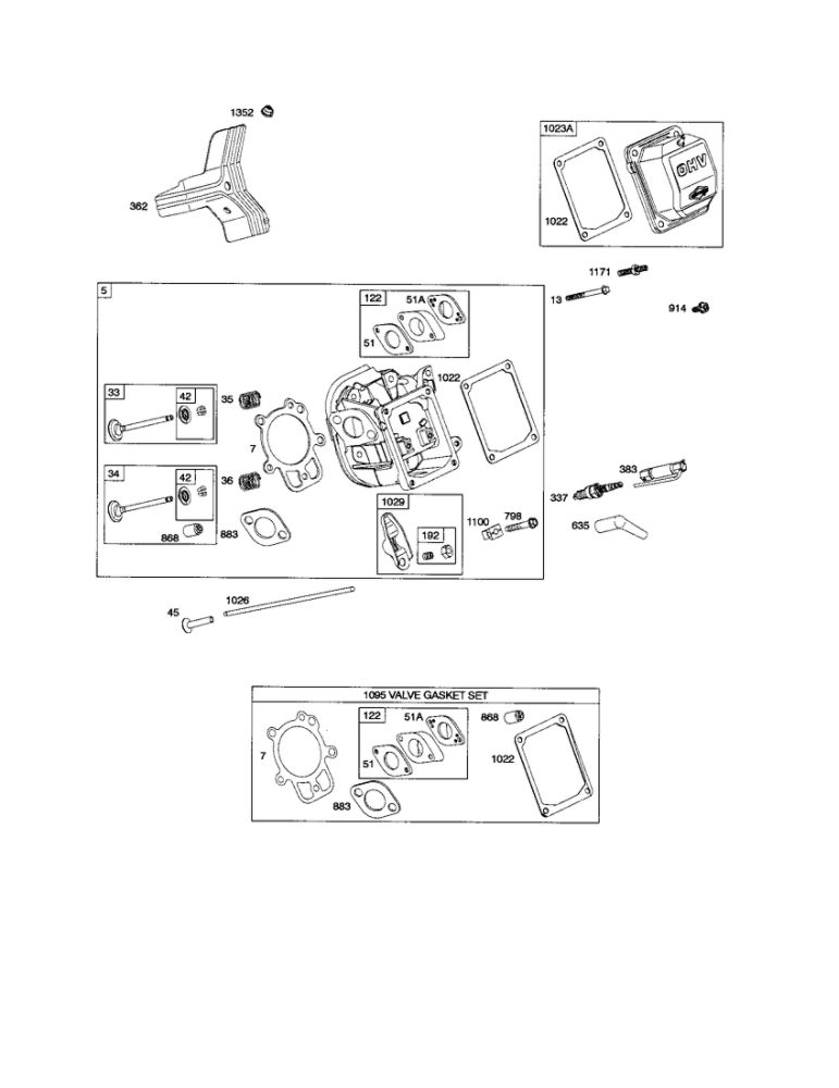 Cylinder Head Diagram and Parts List for 20B400 0017-0698 Briggs and Stratton Engine